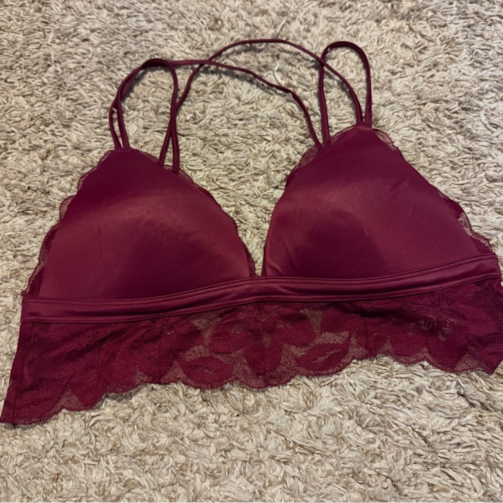 PINK Victoria's Secret Deep Red Lace Bralette